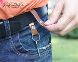 Personalized genuine leather keychain with snap button