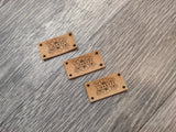 0.8"x1.57" (2x4 cm) Leather labels for handmade goods 50 pcs