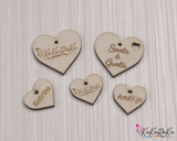 Wooden wedding heart scatter  decor, knitting, labeling, confetti