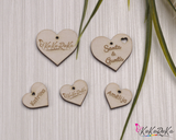 Wooden wedding heart scatter  decor, knitting, labeling, confetti