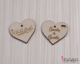 Wooden wedding heart scatter  decor, knitting, labeling, confetti