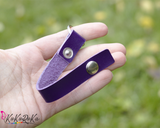 Genuine leather keychain with snap button